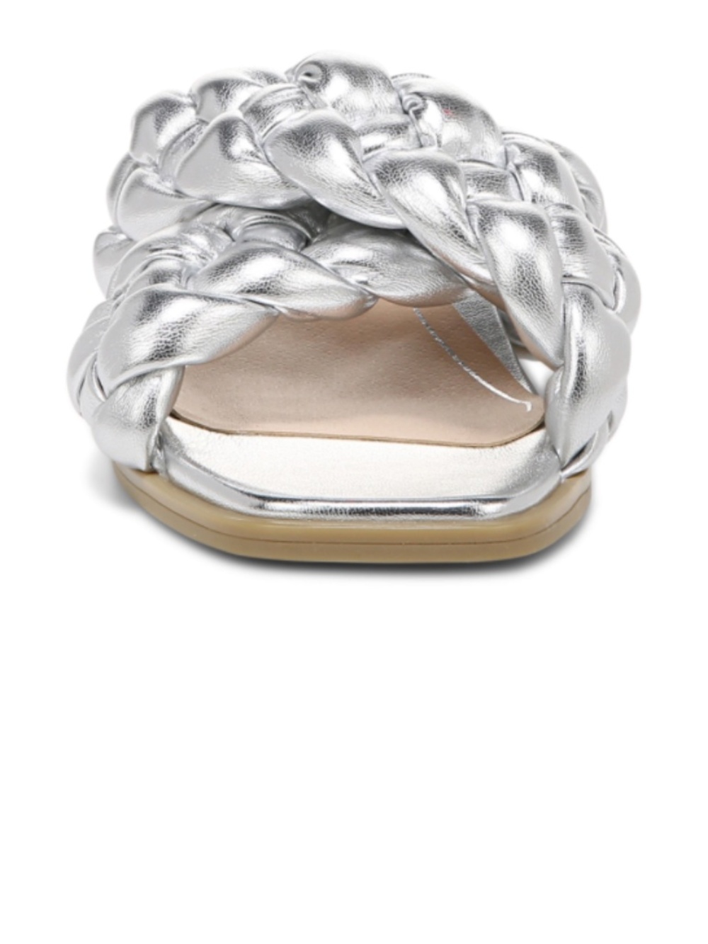 Vionic NIB Metallic Silver Kalina Braided Slide Sandals - Picture 4 of 9